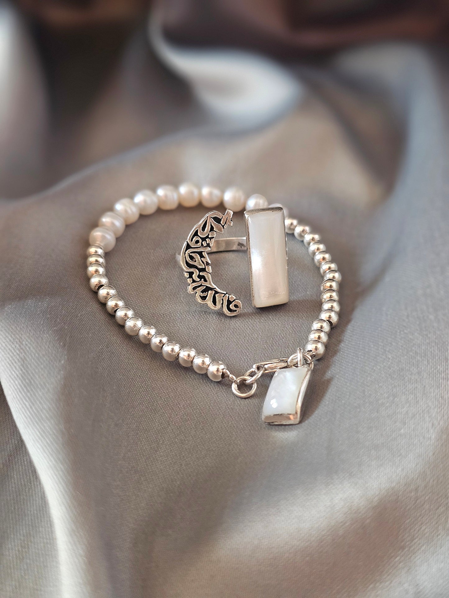 فالله خير حافظا with Mother of pearl stone set