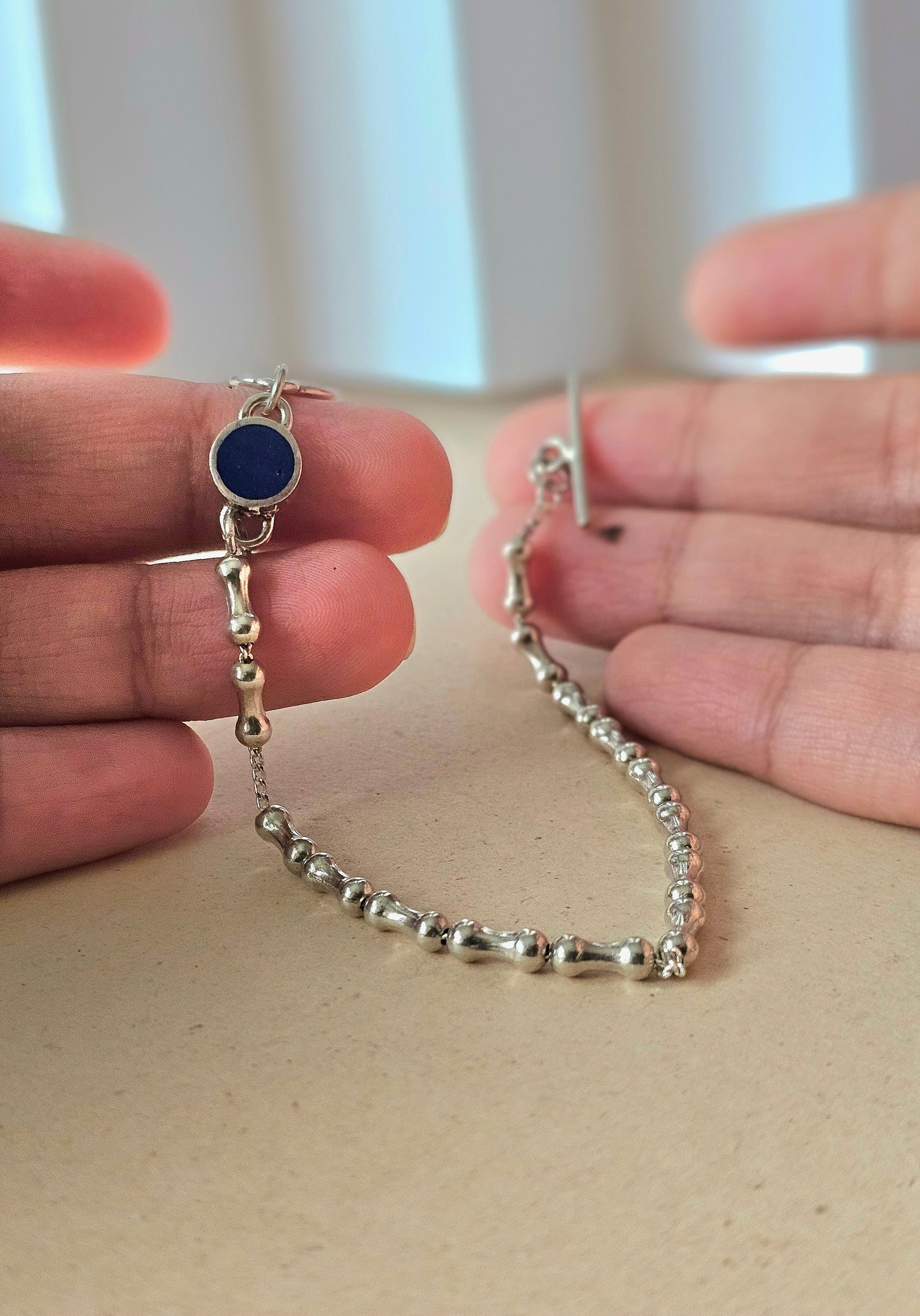The Royal Beaded-Link Silver Bracelet