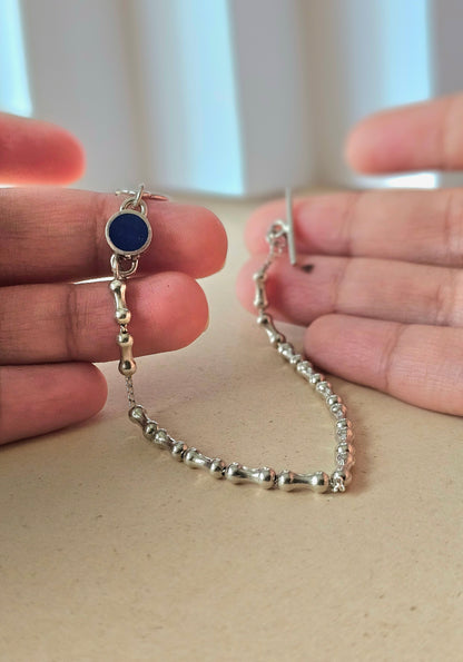 The Royal Beaded-Link Silver Bracelet