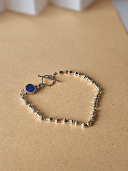 The Royal Beaded-Link Silver Bracelet