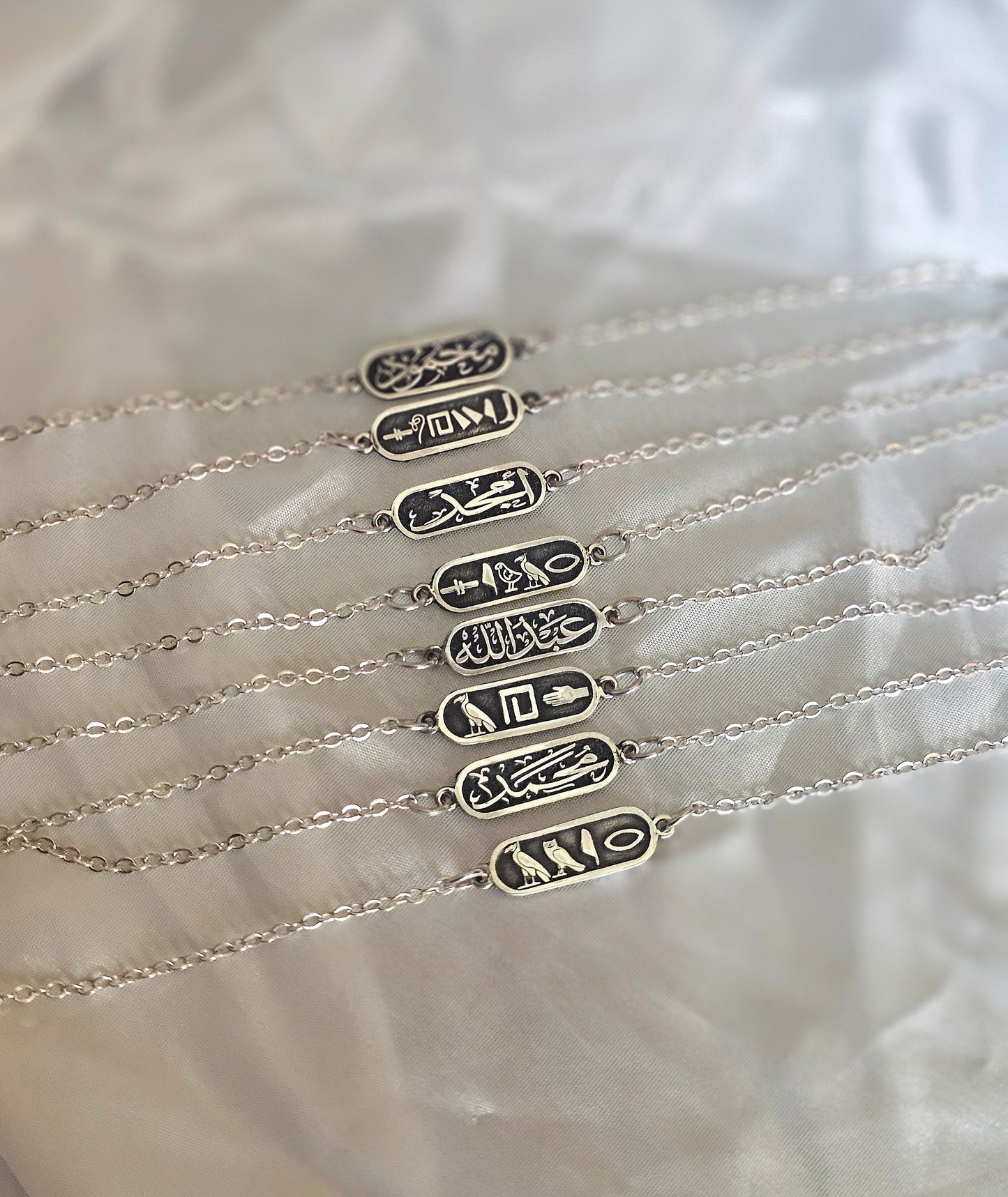 Custom Egyptian Cartouche Silver Bracelet