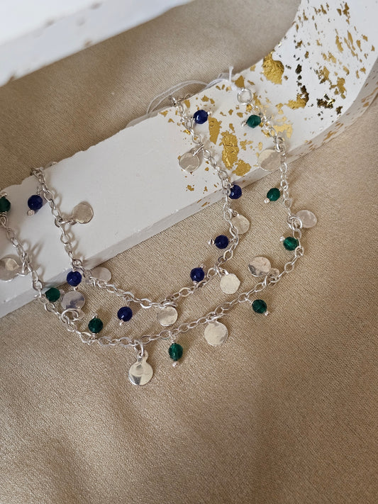 Dangling Discs & Gemstone Charm Bracelet
