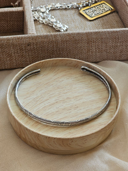 Oxidized Patterned Men's Silver Cuff