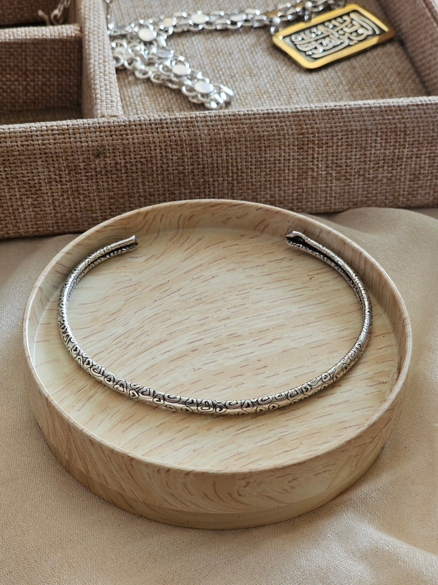 Oxidized Patterned Men's Silver Cuff