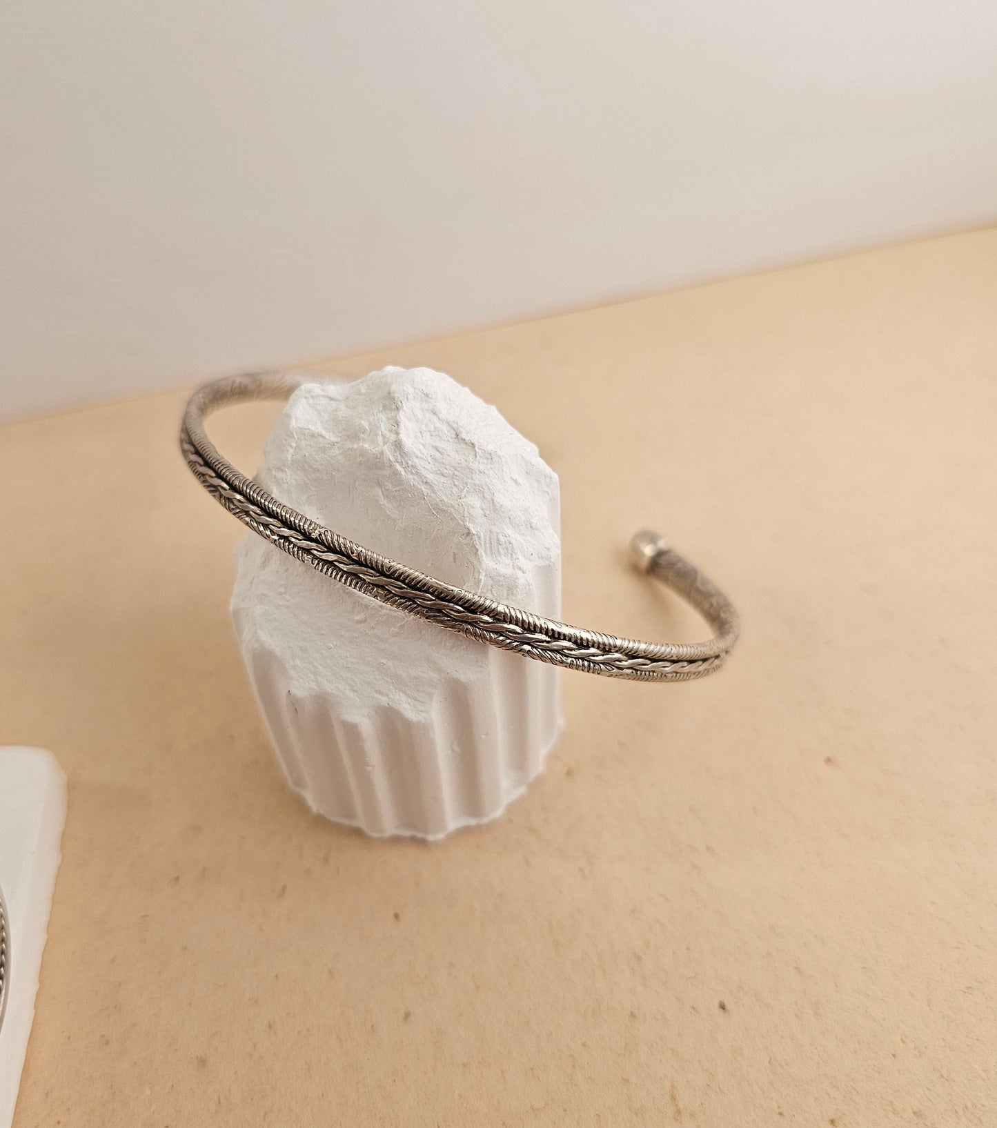 Oxidized Patterned Men's Silver Cuff