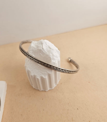 Oxidized Patterned Men's Silver Cuff