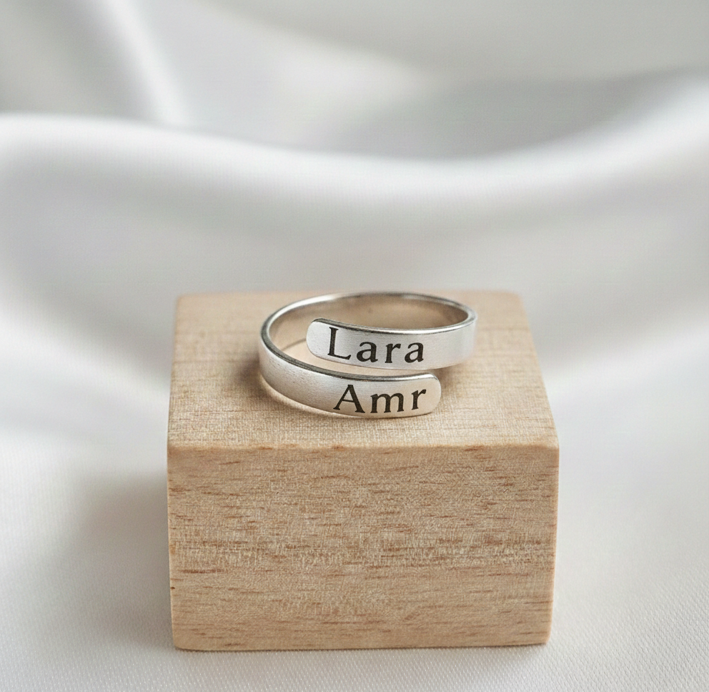 Double Name Wrap Ring