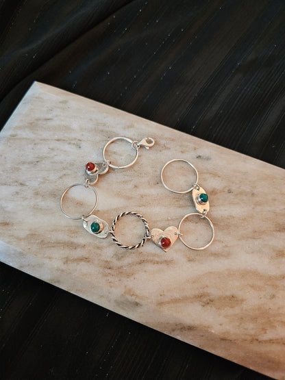 Heart & Ring Link Bracelet