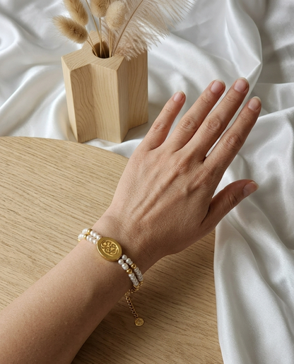 إنت عمرى Double-Strand Pearl Bracelet