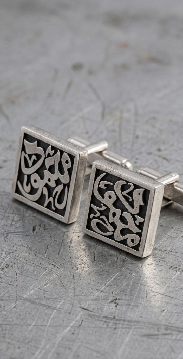 Squared Calligraphy Cufflinks
