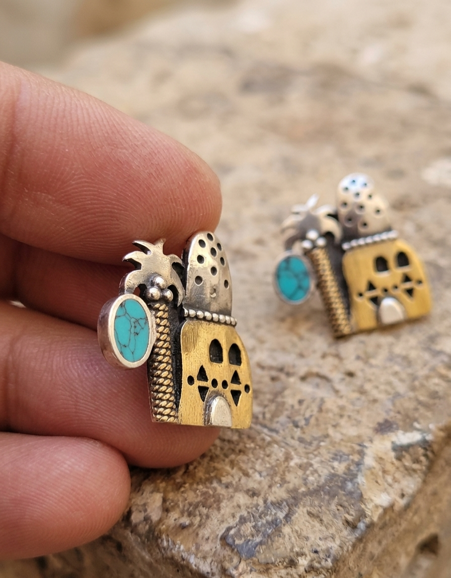Heritage Palm & House Earrings