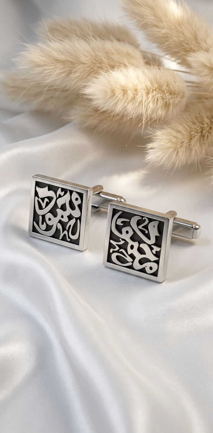 Squared Calligraphy Cufflinks