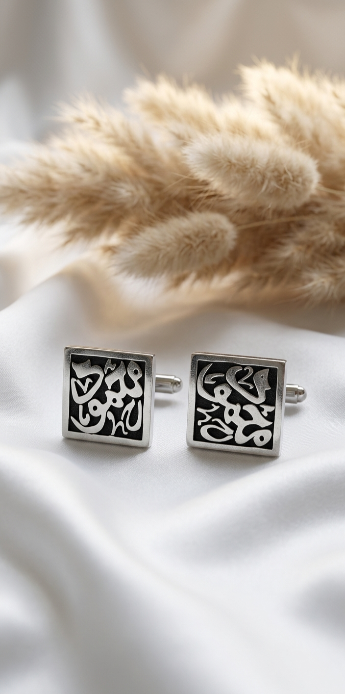 Squared Calligraphy Cufflinks