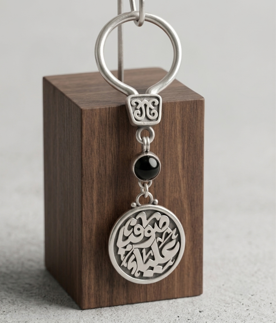 Custom Calligraphy Keychain (Customizable Name & Stone)